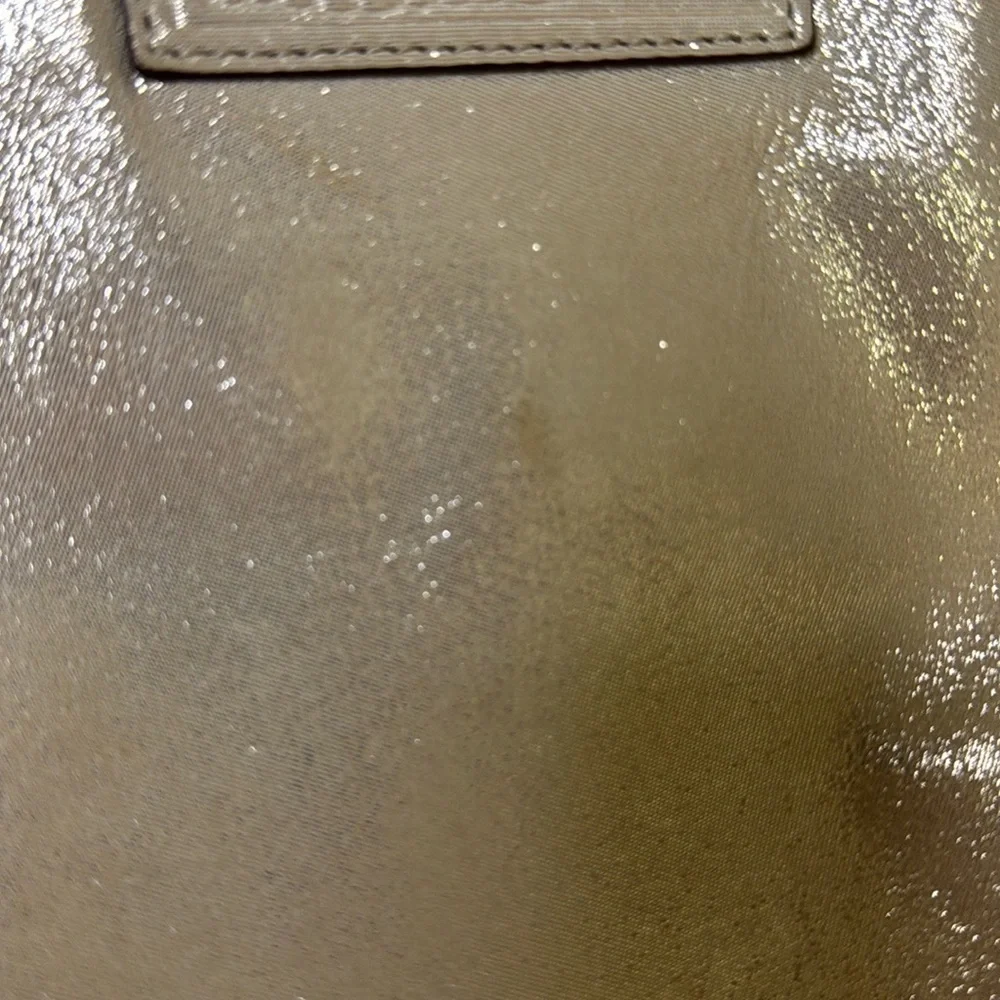Coach Poppy Metallic Gold Champagne Leather‎ Large Tote Bag Purse #H1281-F20441